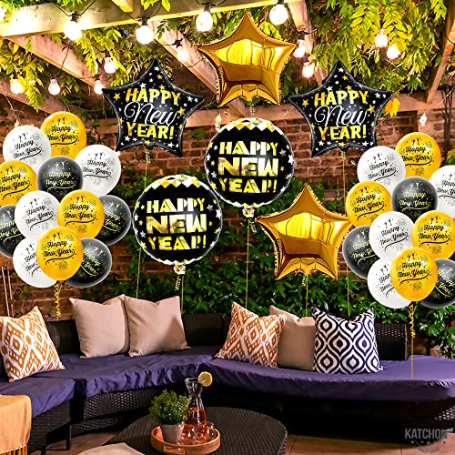 Huge, Happy New Year Balloons Set - Pack Of 36 Happy New Years Foil Balloons | 3D New Years Balloons, Happy New Year Decorations 2023 | New Years Eve Party Supplies 2023 | New Years Decorations 2023 #TOP4