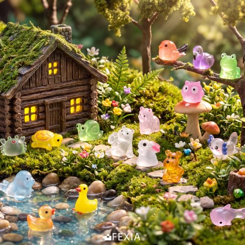 Image of FEXIA 25 Styles Mini Resin Animals,100 PCS,Fairy Garden Accessories Outdoor
