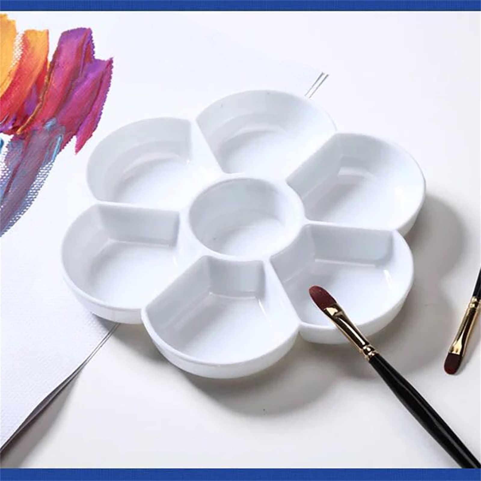 5 PCS Blanc Imitation Céramique Palettes De Peinture, 7 Biens Forme De Fleur Palette D'aquarelle Plateau De Peinture for Peinture Partie, Bricolage Artisanat Et Peinture D'art