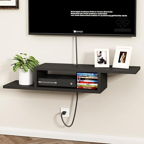 ChooChoo Unidad de TV flotante, centro de entretenimiento de montaje en pared, consola multimedia para sala de estar, dormitorio, color negro