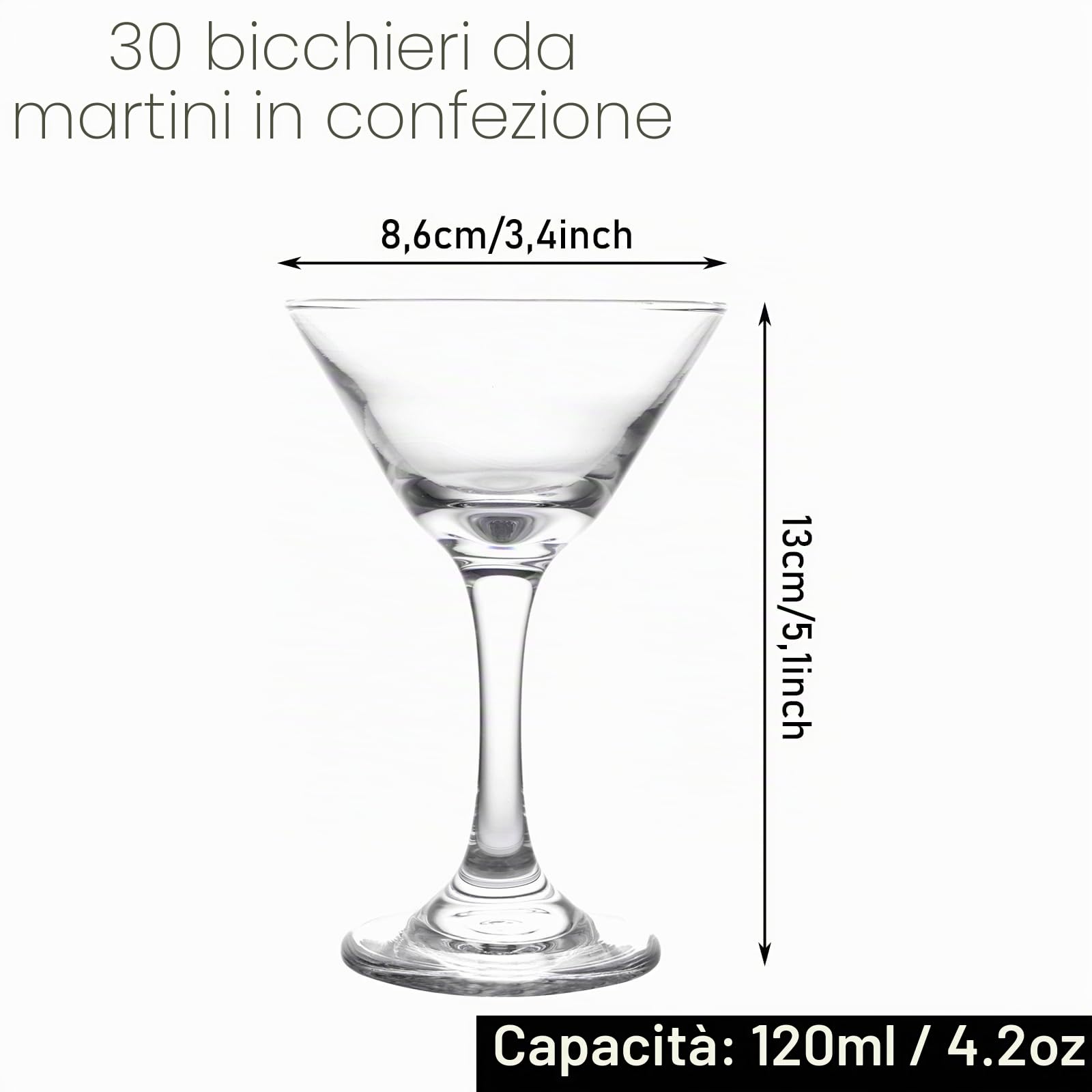 Martini Set di 6 bicchieri da martino, 120 ml, bicchieri da martini, bicchieri cosmopolitan, bicchieri Martini, bicchieri da festa, per casa, feste e Co