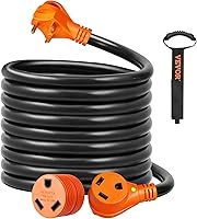 Vista 16 de VEVOR Cable de extensión de 50 amperios para RV, de 15 pies, cable de alimentación para RV resistente STW de calibre 6/3+8/1, enchufe macho NEMA
