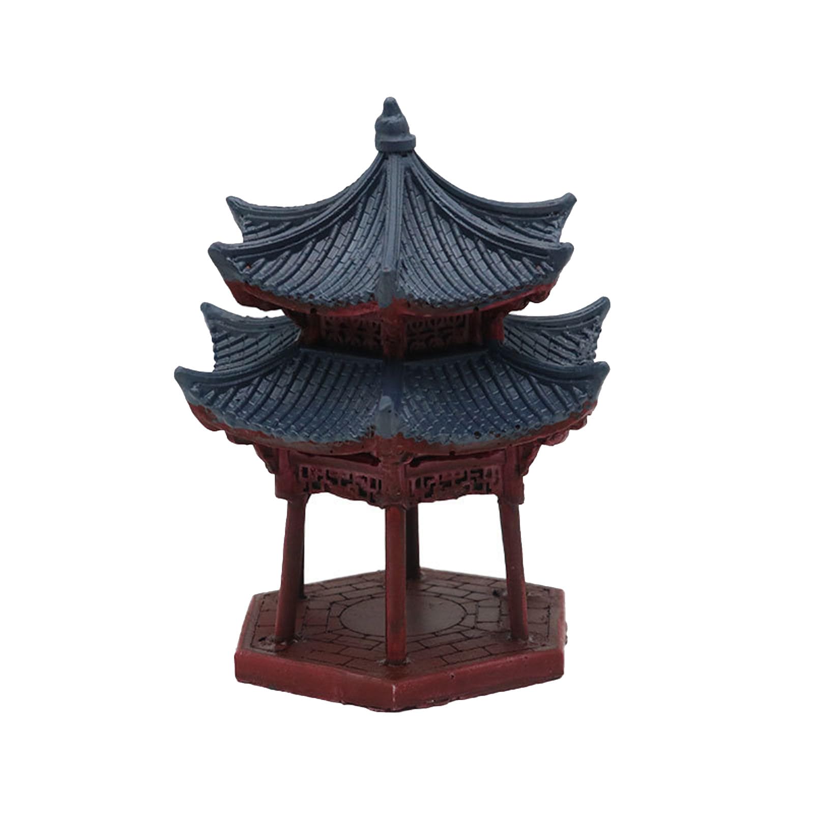 Oxxggkao Hexagon Pavilion Fishtanks Decors Double Tiered Resin for Fishtanks and Hotel Table Scene Landsacpe Decoration