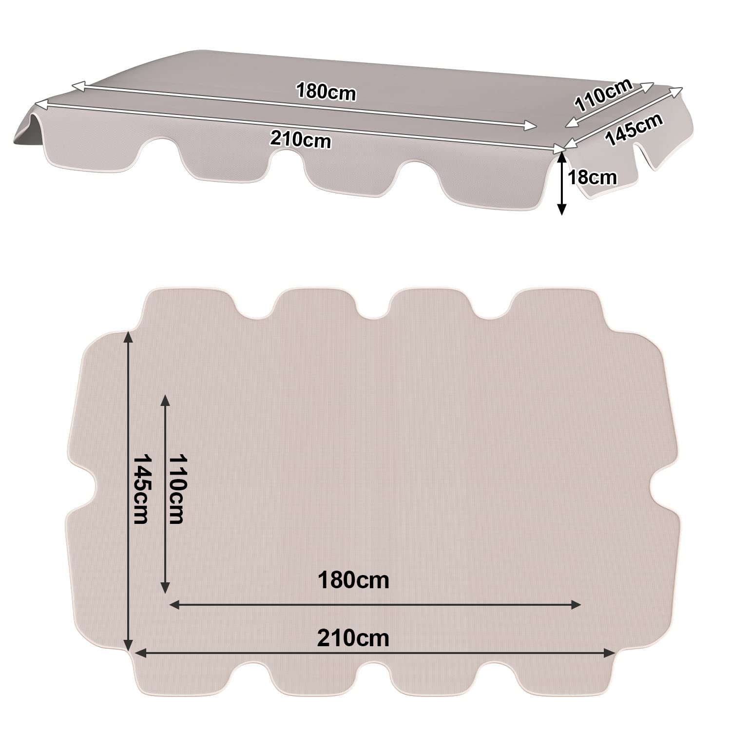 Tetto Ricambio Per Altalena Hollywood 210x145cm - Impermeabile E UV, Colore Antracite - Foto 10
