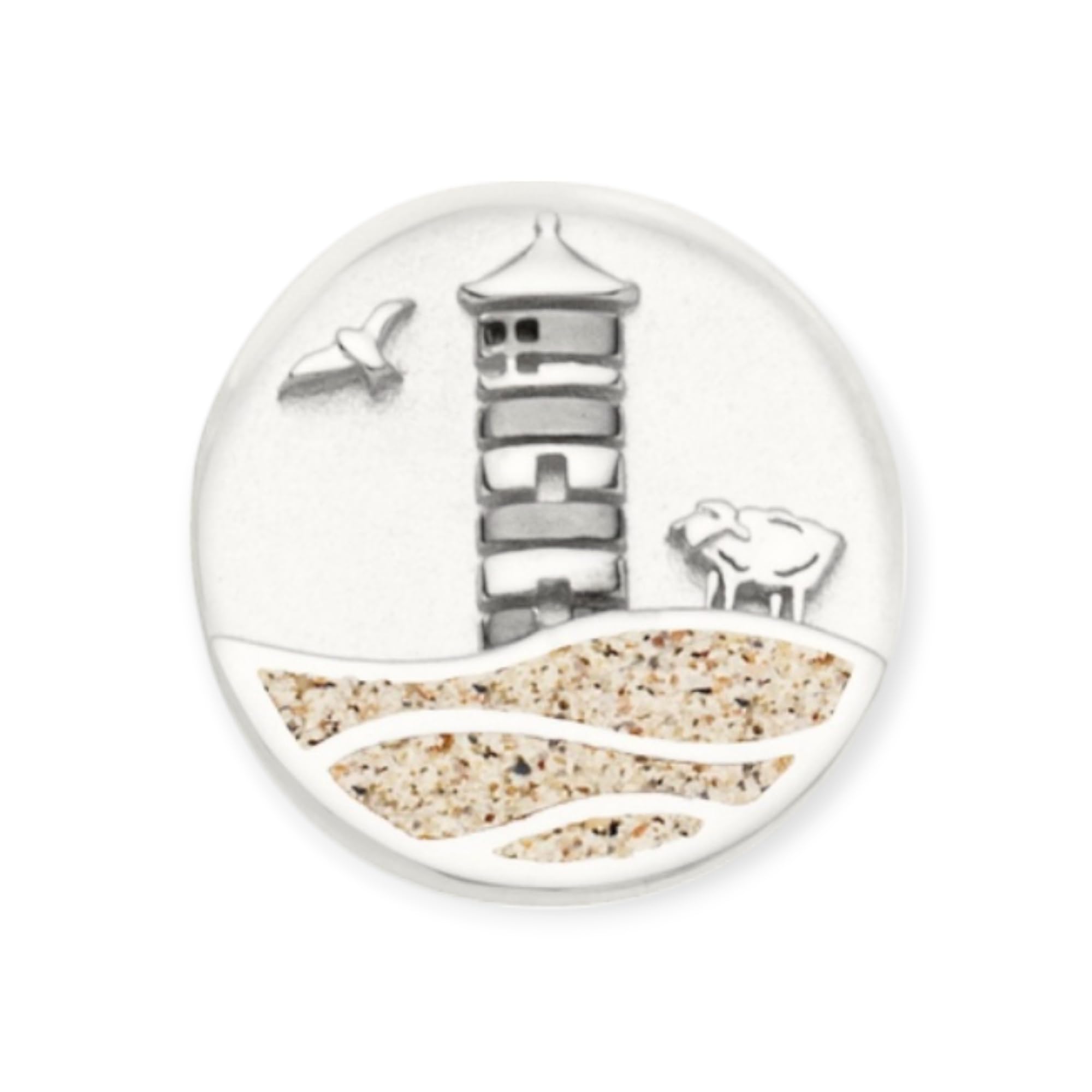 DUR Schmuck Schiebeelement Strandwellen PILSUMER LEUCHTTURM Strandsand, Silber 925/- rhod. (F407) für Wickelarmband A1586 und A1704