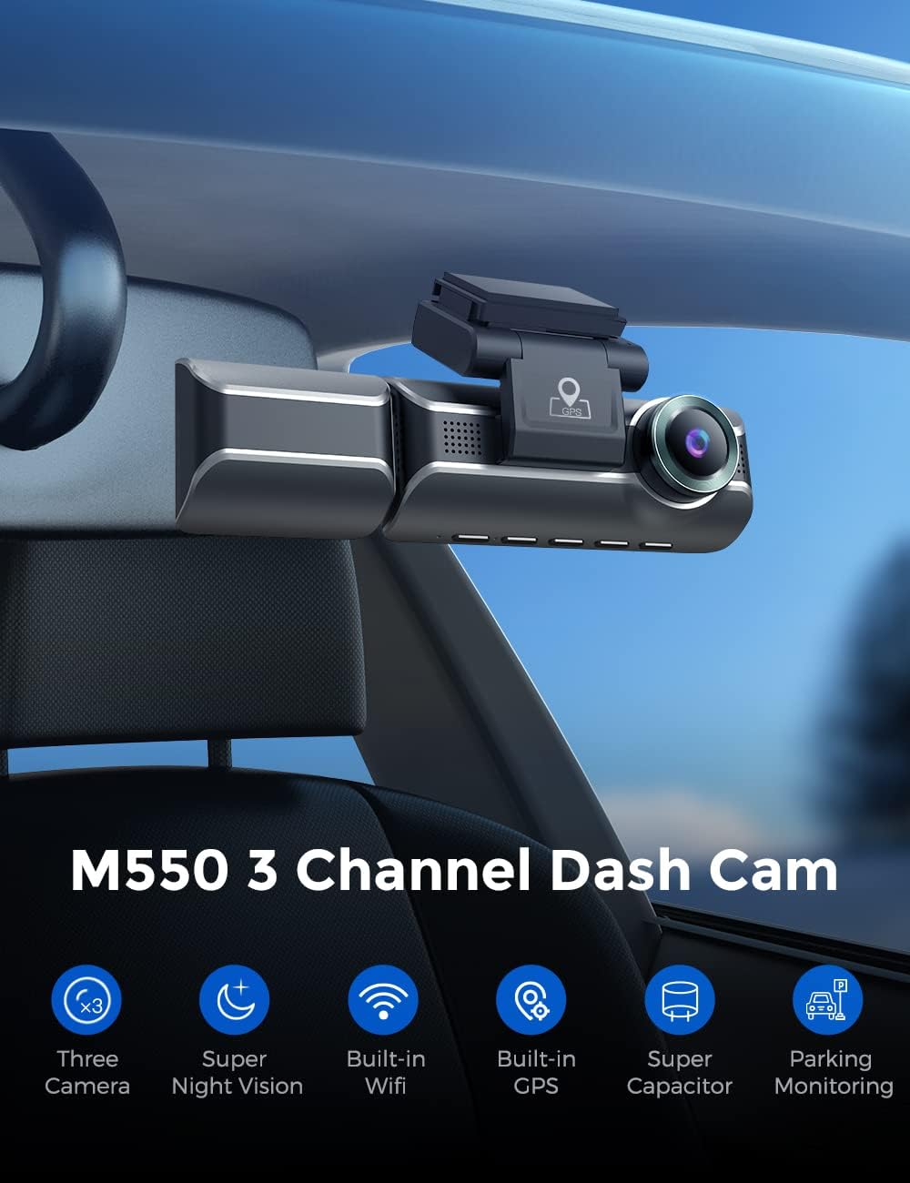 🔥 Crаzу Dеаlѕ AZDOME M550 Dash Cam 3 Channel, Built in WiFi GPS, With 64GB Card, Front Inside Rear 1440P+1080P+1080P Car Dashboard Camera Recorder, 4K+1080P Dual, 3.19 IPS, IR Night Vision, Capacitor, Parking Mode Flаѕh Sаlе AZDOME M550 Dash Cam 3 Channel, Built in WiFi GPS, With 64GB Card, Front Inside Rear 1440P+1080P+1080P Car Dashboard Camera Recorder, 4K+1080P Dual, 3.19 IPS, IR Night Vision, Capacitor, Parking Mode
