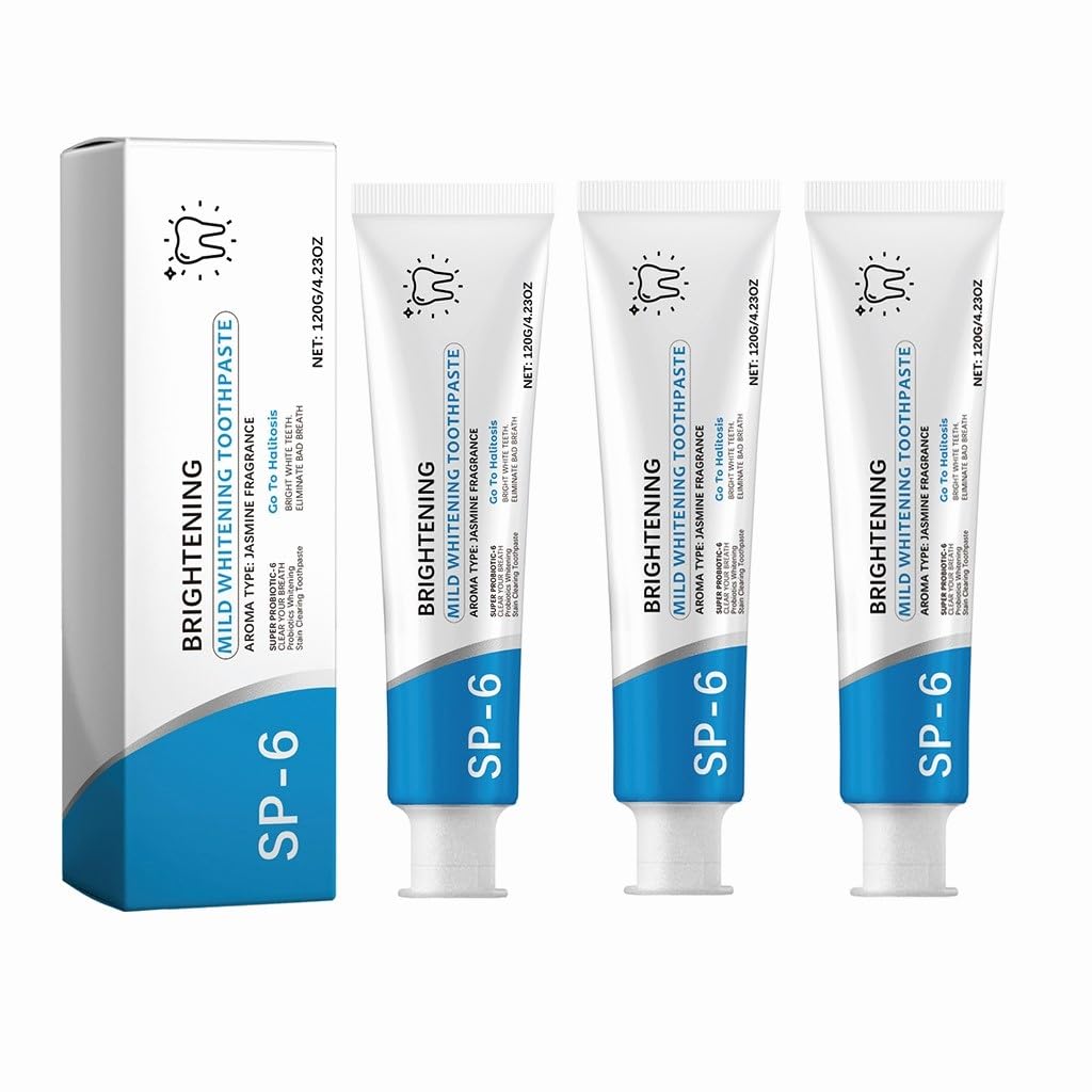 Dentifricio detergente alla menta: formula sbiancante con xilitolo ed estratto di menta, rimuove delicatamente le macchie, rinfresca l'alito e protegge i denti(3pcs)