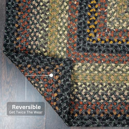 Homespice-Enigma-Oval-Cotton-Braided-Area-Rug-20-x-30-Black-Reversible-and-Durable-100-Soft-Cotton-Fabric-Farmhouse-Country-Primitive-Style-30-Day-Risk-Free-Purchase Homespice Enigma Oval Cotton Braided Area Rug 20 x 30 Black Reversible and Durable 100 Soft Cotton Fabric Farmhouse Country Primitive Style 30 Day Risk Free Purchase
