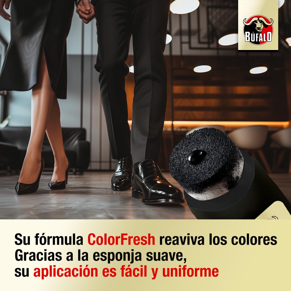 Búfalo Classic - Betún en Crema para Zapatos, Cuidado del Calzado, Crema Color Negro que Nutre, Protege y da Brillo, Óptimo para Pieles Lisas - Tubo de 50ml