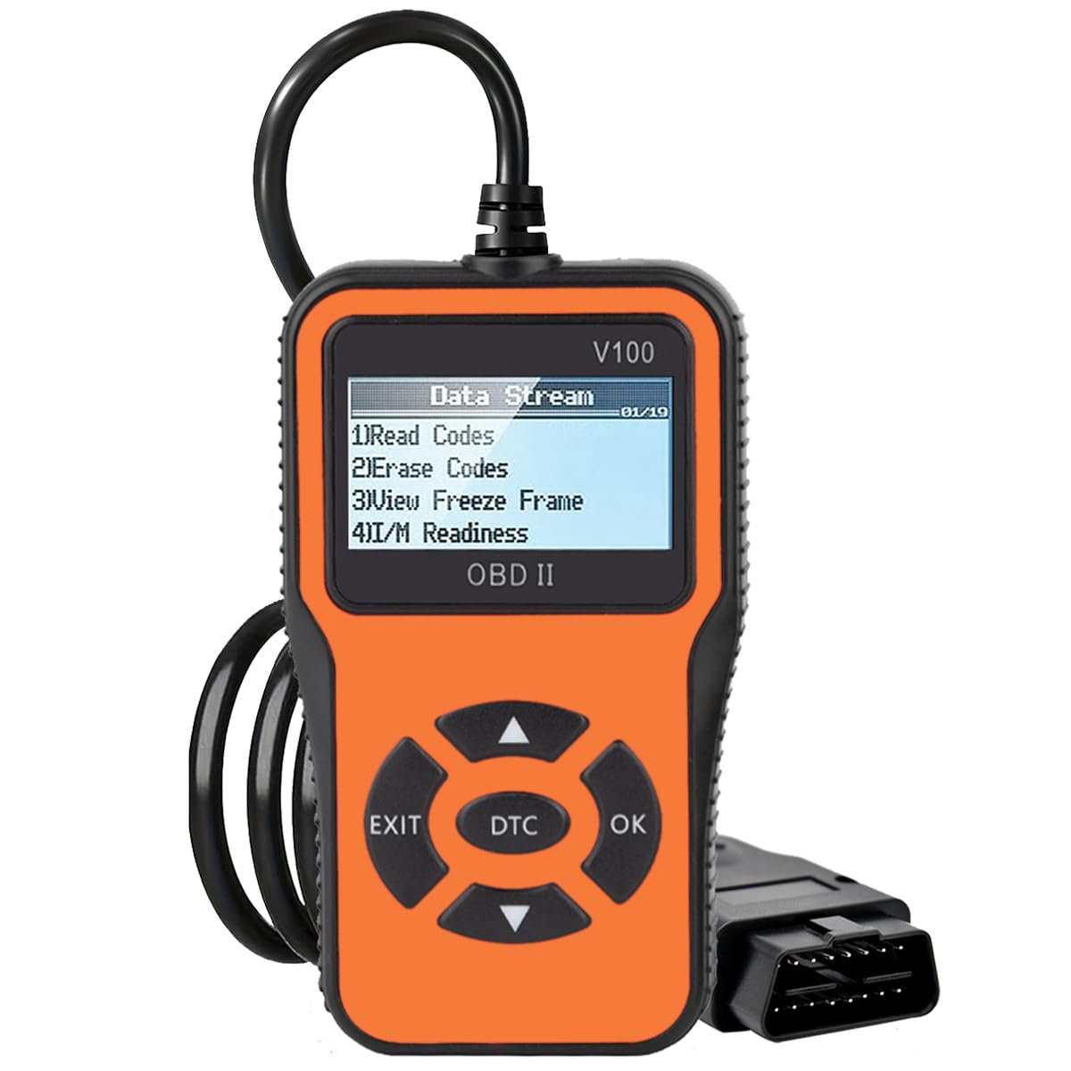 OnRetul V100 OBD2 Scanner with multiple functions listed