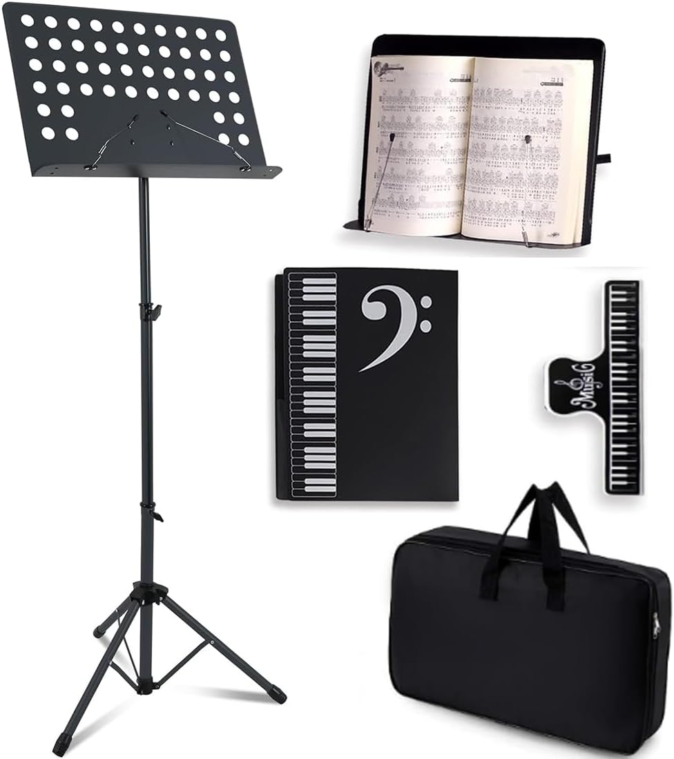 REASOR Sheet Music Stand,5 in 1 Dualuse Foldable Music Stand & Desktop