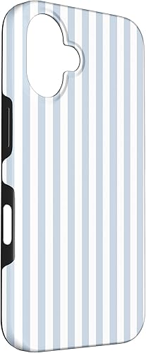 Miniatura 3 de Funda con patrón geométrico a rayas blancas y azul claro para iPhone 16