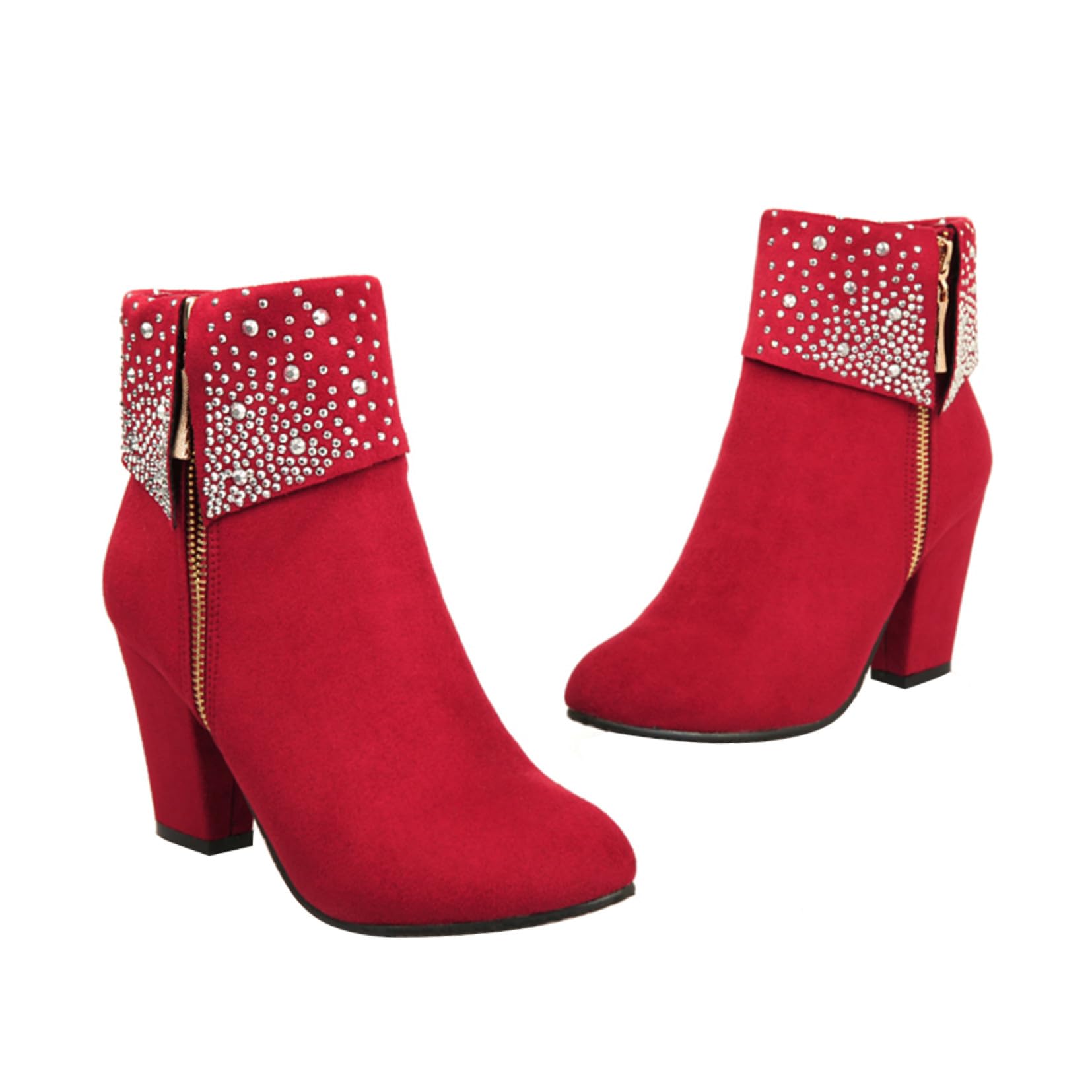 Stivaletti Autunno Inverno Con Strass Stivaletti Con Strass Tacchi Piattaforma Per Le Donne Scarpe Eleganti Per Donna Con Pompe Da Donna Rosso Materiale Superiore: Pu