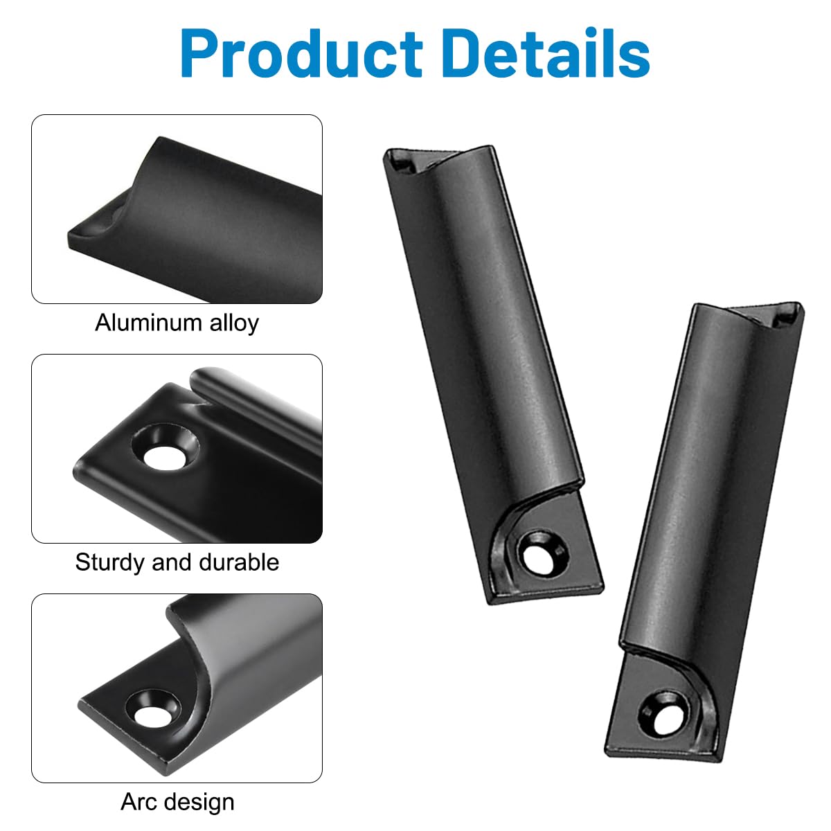 4 Pcs Poignée de Porte de Terrasse, Poignée en Alliage D'aluminium, avec Vis en Acier Inoxydable, Maniglia Della Porta del Balcone, Ensemble de Poignées Polyvalentes et Sûres pour Fenêtres, Cassetti