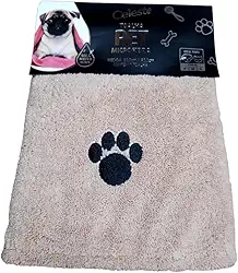 Toalha Grande Pet Banho Microfibra Cães Gato Alta Secagem (Bege)