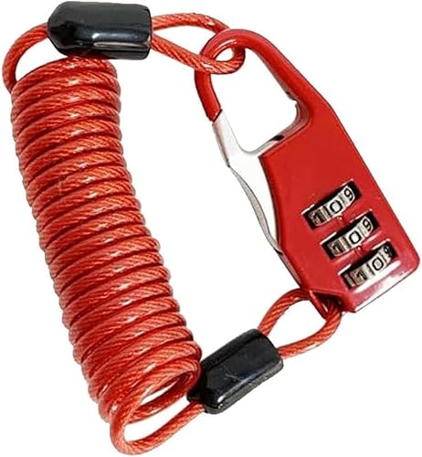 Cerradura de casco rojo Cerradura de cable de acero portátil Cerradura de combinación de contraseña de 3 dígitos Cerradura de bicicleta Cerradura de
