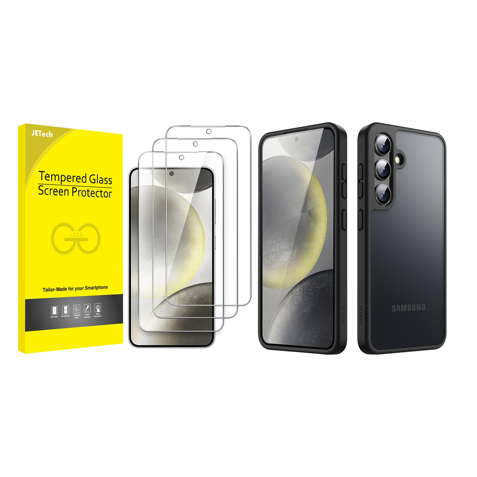 JETech for Samsung Galaxy S24 5G 6.2-Inch Screen Protector and Matte Case Bundle