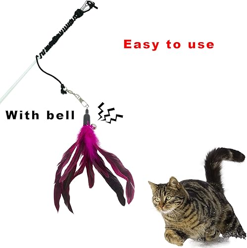 Miniatura 4 de CATENESS Recambios de juguetes de plumas para gatos, 10 piezas de repuesto de plumas para gatos, juguete de plumas de interacción para gatos de