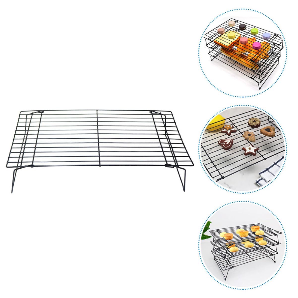 Cabilock Multi Functional Baking Cooling Rack Metal Oven Rack for Bread Cookies and Cakes Easy to Clean Non Slip Design Baking Accessory for Kitchen Use