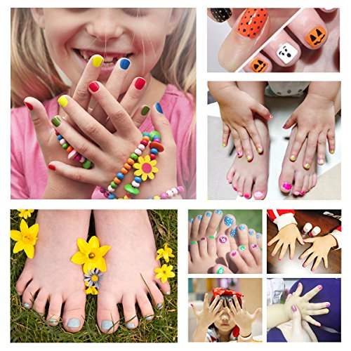 Airdom Kids Nail Polish Set- Non-Toxic Water-Based Odorless Peel Off Natural Safe Nail Polish Set Quick Dry Nail Polish Gifts Toys Kit For Girls Kids Toddlers (7 Color + 1 Top&Base Coat) #TOP5