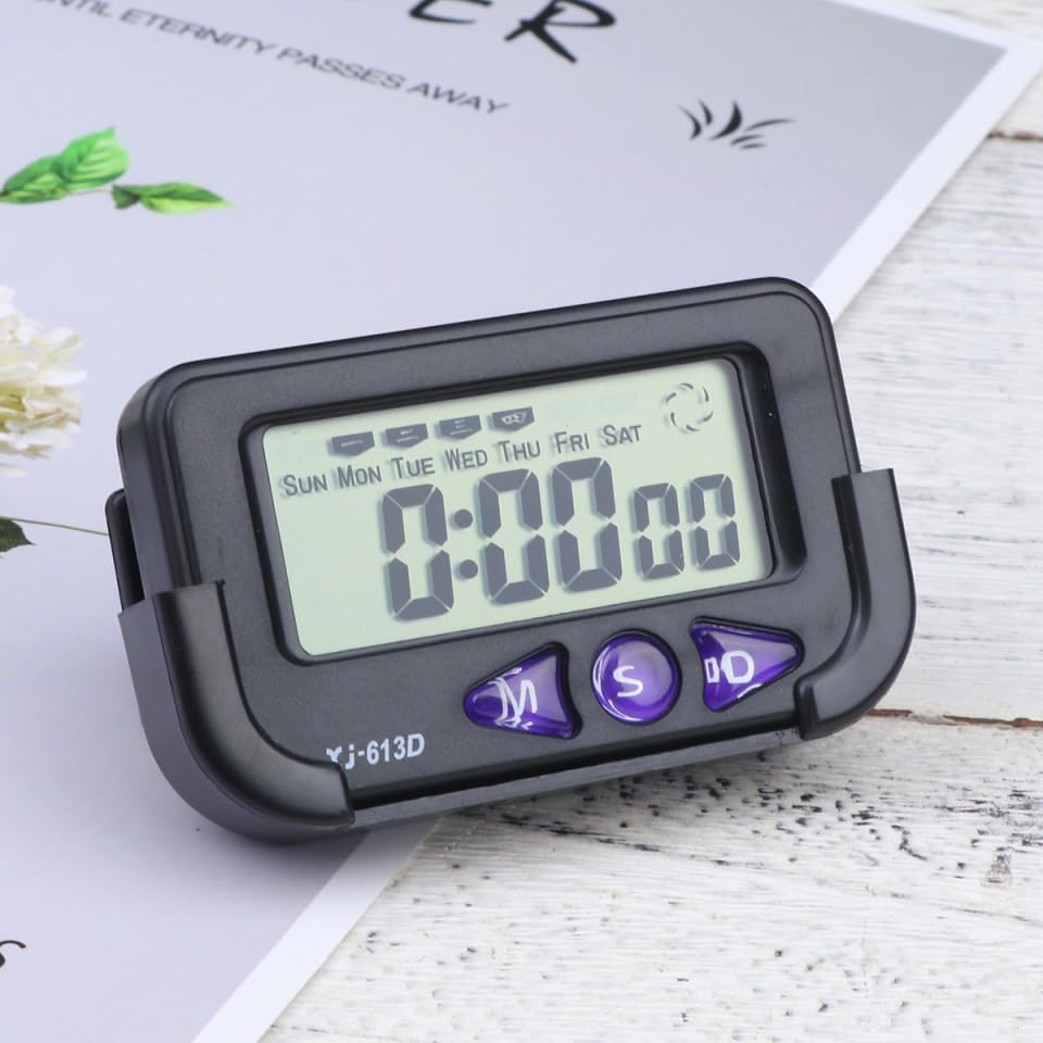 Miniatura 6 de Wakauto Reloj digital para automóvil, alarma de segundo cronógrafo, reloj electrónico, alarma de noche con pantalla LCD para dormitorio, pared de