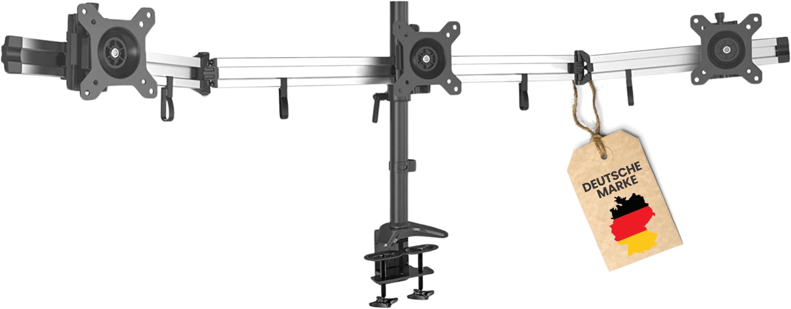 HFTEK Triple 3 Monitor desk mount stand holder bracket control center for screen monitor 15" to 27" inches with VESA 75/100 (MP230C-L)