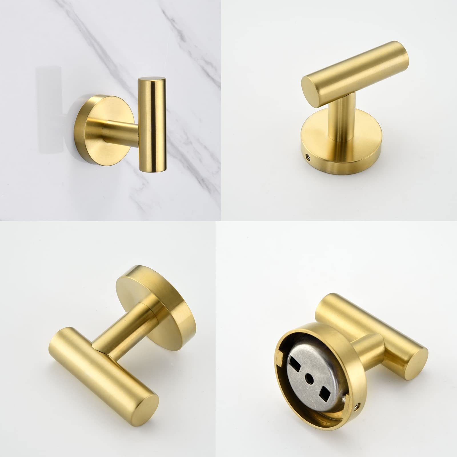 Lot de 4 patères, Porte-Manteaux muraux en Laiton, patère Moderne pour entrée de Salon, Chambre, Cuisine, Salle de Bain, etc.,C