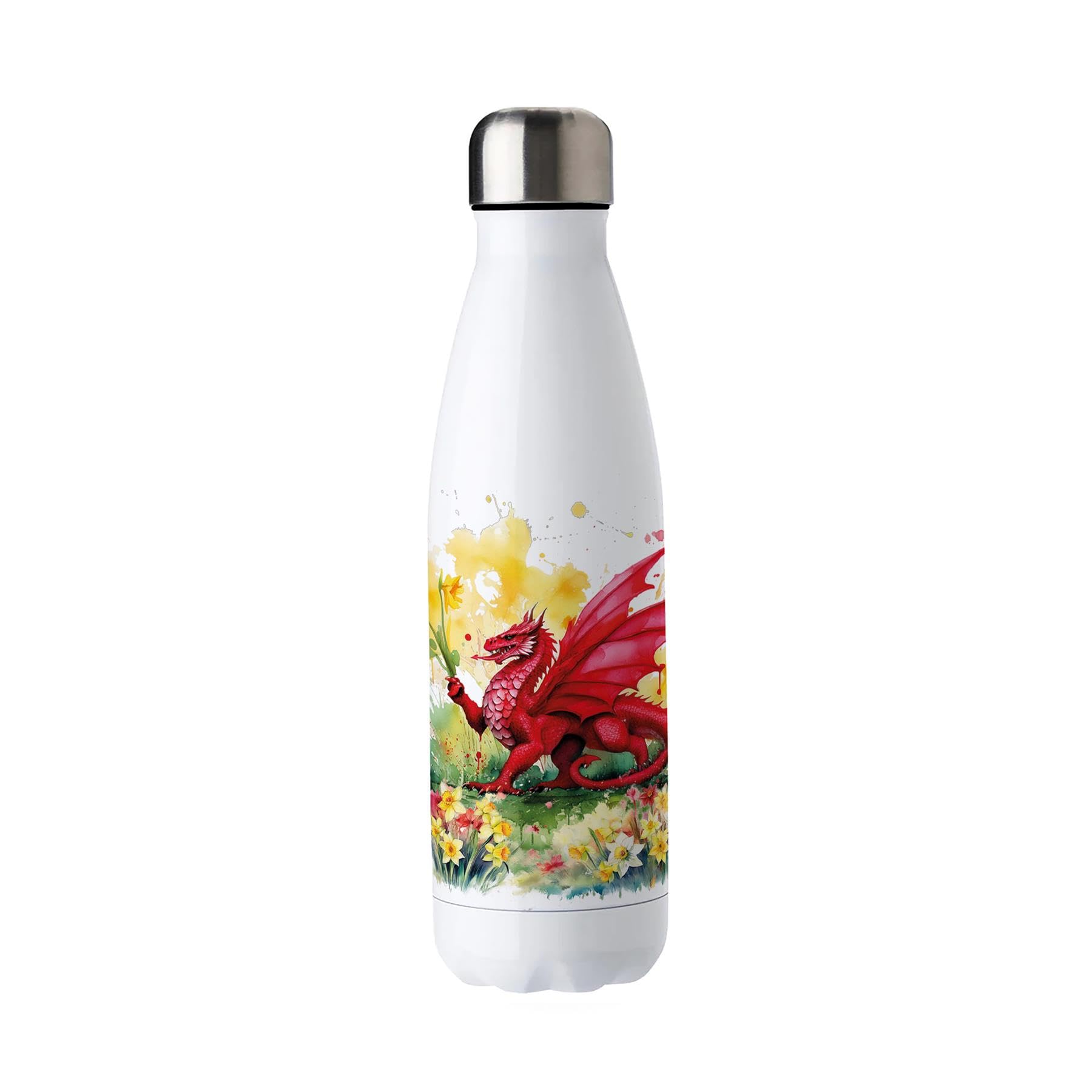 Purely Home Welsh Dragon Stainless Steel Water BottleDaffodils Patriotic Welsh GiftsDouble Walled 500Ml Metal Hot/cold Drinks Bottle from B&Q