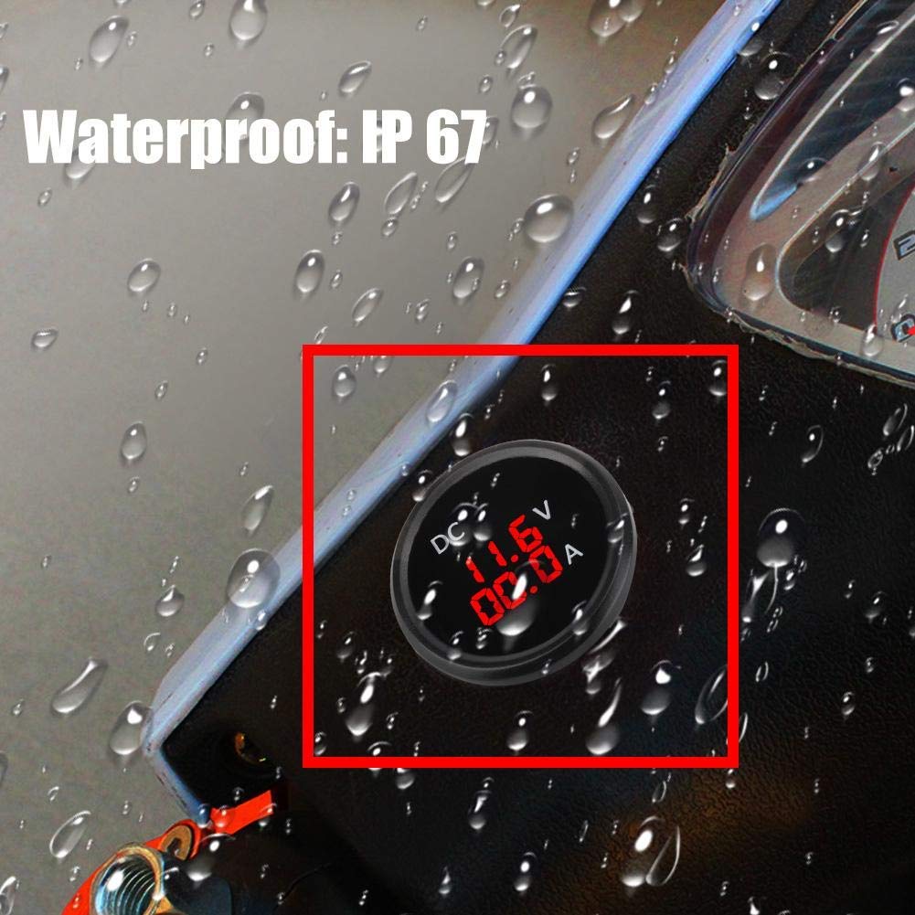 Yctze 12-24V voltímetro amperímetro Digital medidor de Corriente de Voltaje Pantalla LED roja para Coche Motocicleta Barco amperímetro de Motocicleta