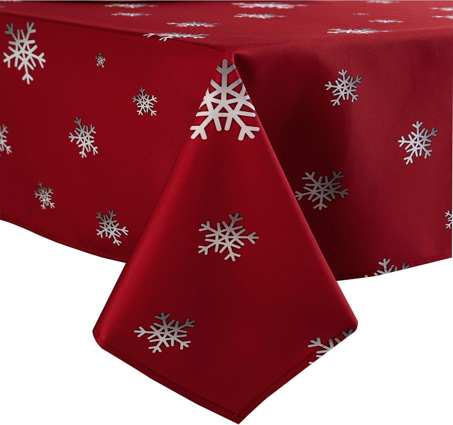 Decorative Christmas Tablecloth,Gradient-Colored Snowflakes Holiday Red Table Cover Water Resistant for Picnic Dinner Buffet Parties 54x70 Inch Rectangle Red 70" x 54" (Rectangular)