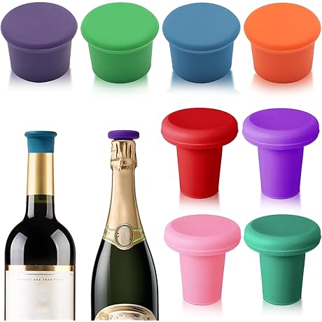 8 Multicolor Silicone Reusable Beverage Bottle Caps