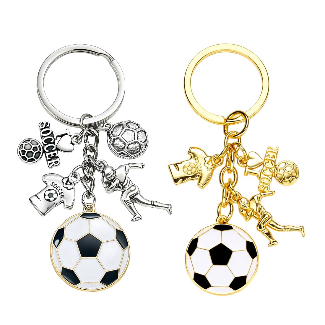 Portachiavi Calcio Metallo Creativo Ciondolo Chiave Sport Tema Calcio Mini Argento Regalo Tifosi Charms Borse Zaino