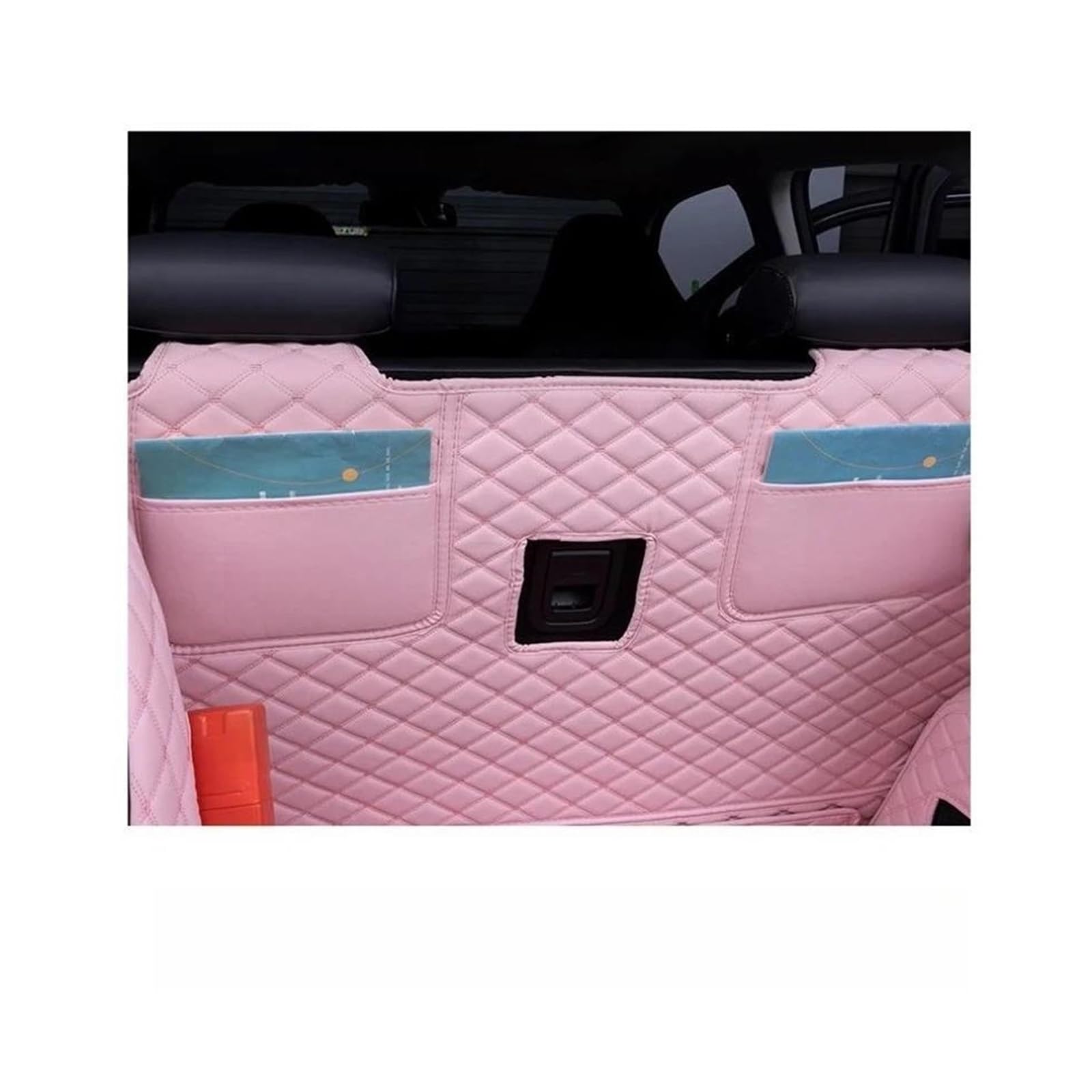 Auto Kofferraummatten Für Leapmotor T03 2024-2026 Kofferraummatte Kofferraumwanne Leder Boden Teppich Fach Schutz Zubehör Matten(Black red Full)