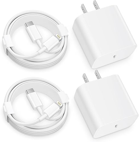 Cargador rápido para teléfono 12, 13, 14, paquete de 2 cargadores PD tipo C de 20 W con cable de carga USB-C de 6 pies compatible con teléfono 14 13