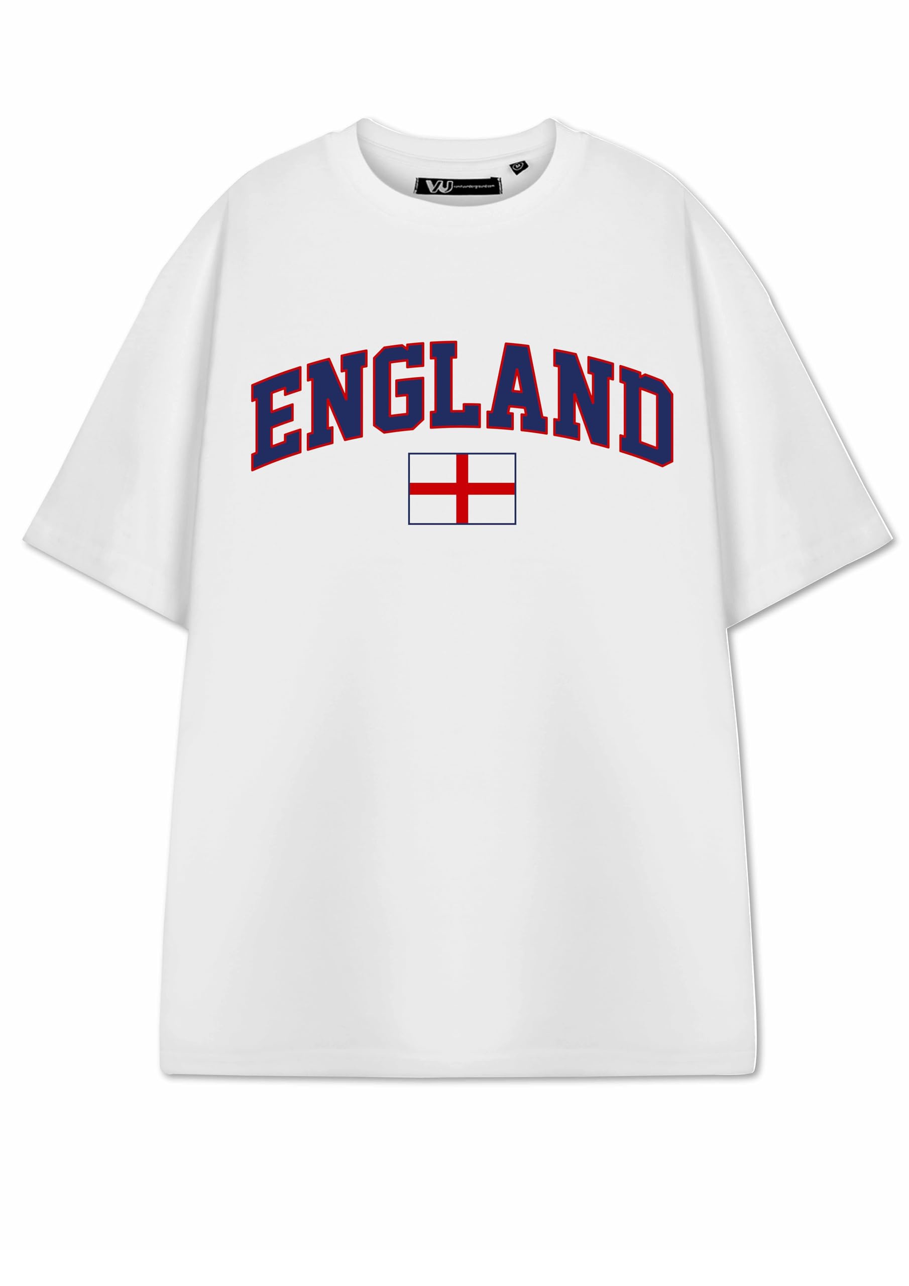 Show Me The Merch Adults White Graphic Tee | England St George's Cross Flag Print T-Shirt | Unisex Football Tournament Short Sleeve Top | English Heritage Merchandise - Large