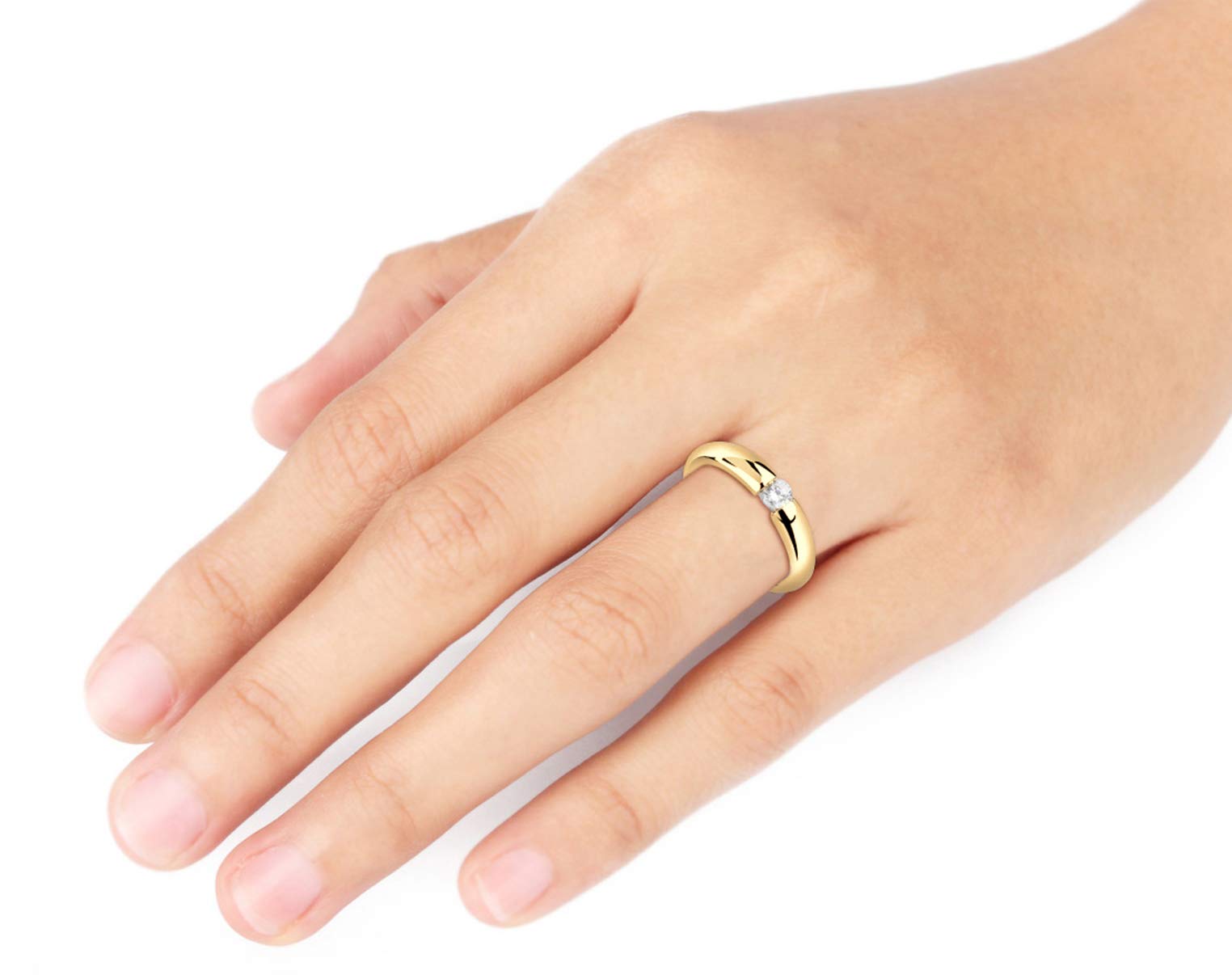 Nenalina Ring Silber 925 Damen Verlobungsring vergoldet Silberring Gold | Damenring mit 4 mm weißem Cubic Zirkonia