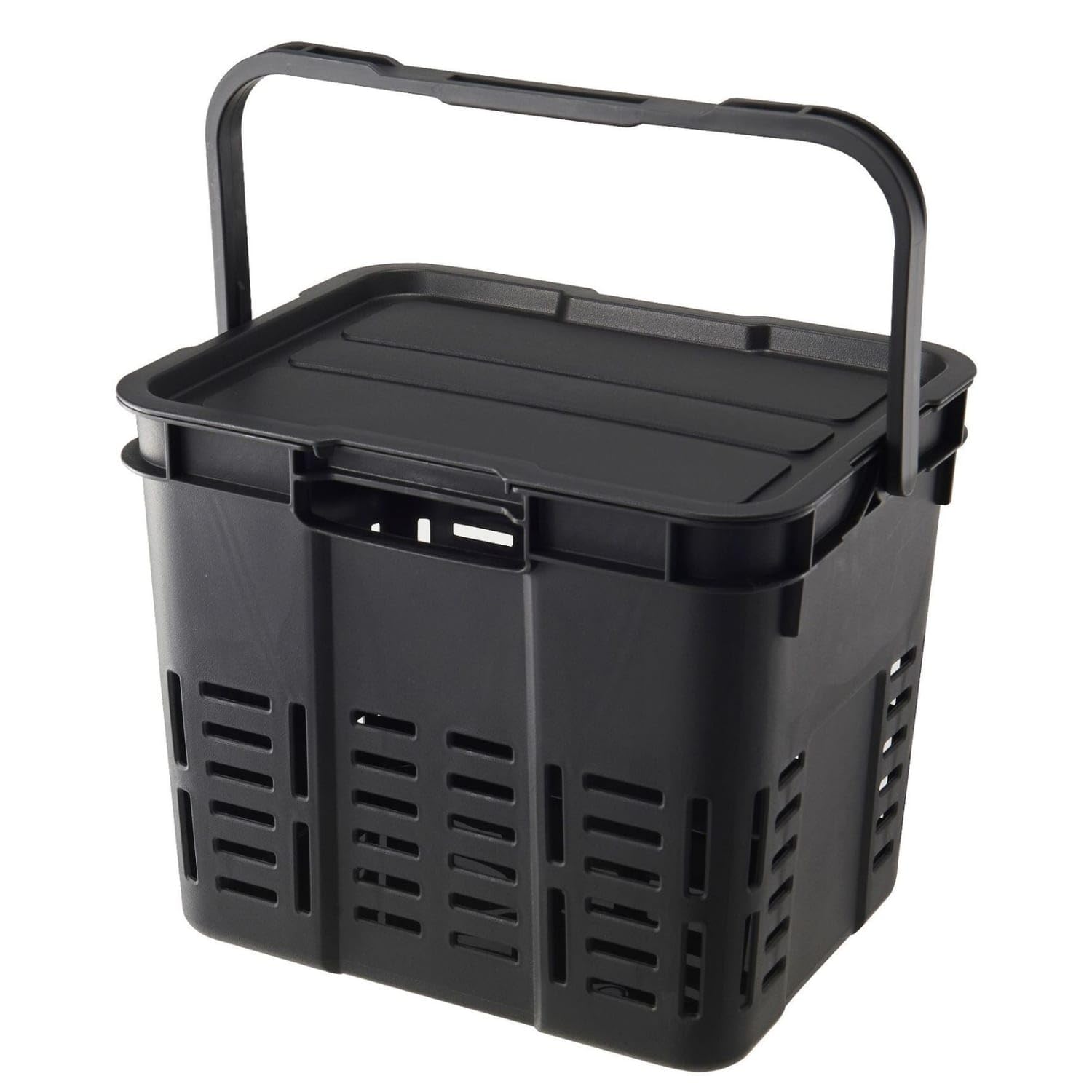 Stackable ABS Storage Box with Lid Slimline Storage Box with Lid Rigid Compact for Campers, Travelers, Car Trunk, Camping, Garage, Black, 16L-image-18