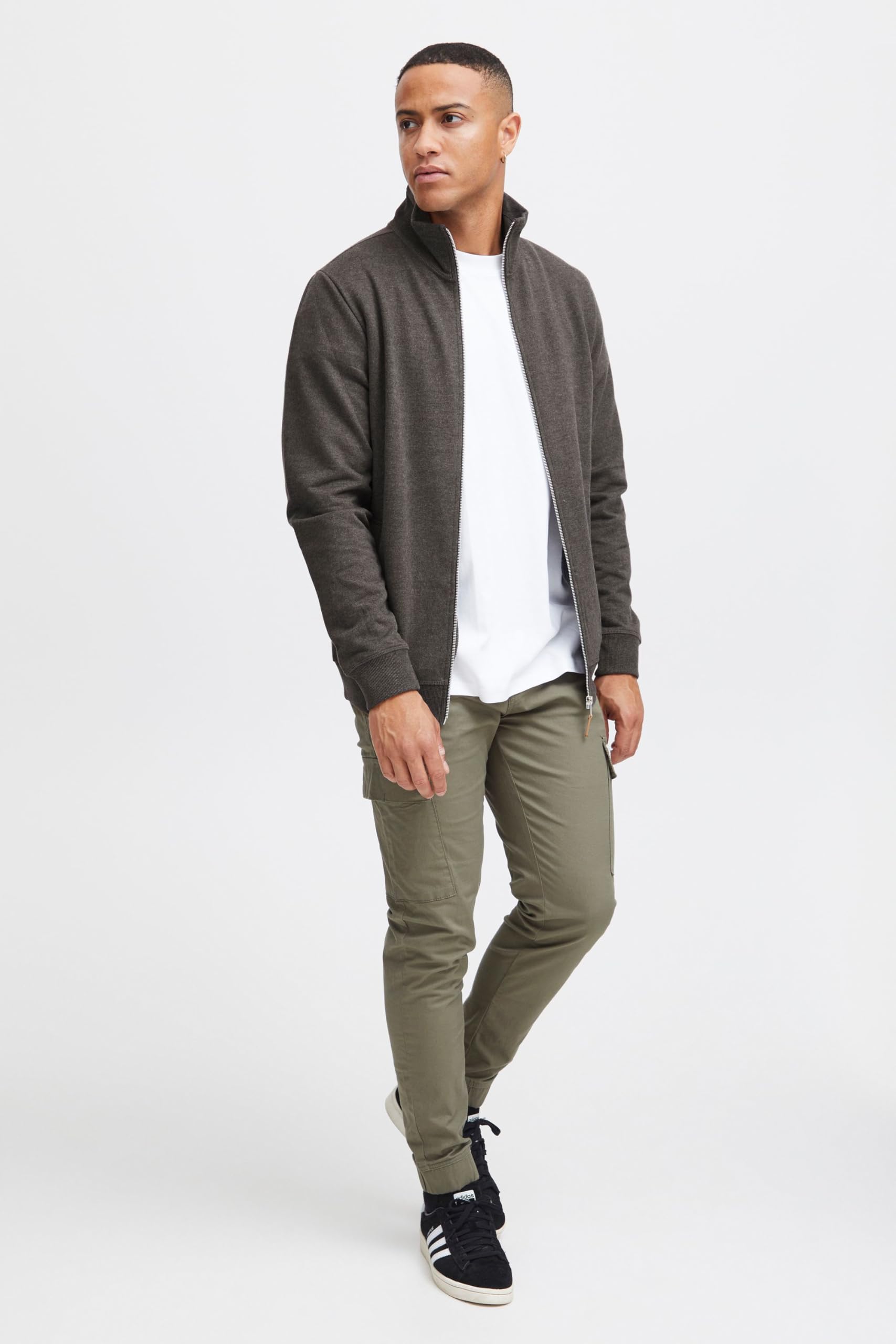BLEND BHAlio Homme Veste en Sweat Cardigan Sweatshirt avec Fermeture éclair Col Montant Poignets côtelés Mélange de Coton Regular Fit