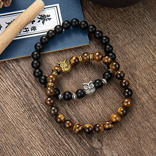 Softones Owl Gifts Owl Bracelets Healing Crystals Bracelet for Women Men Spiritual Energy Beaded Bracelet Set Gifts3