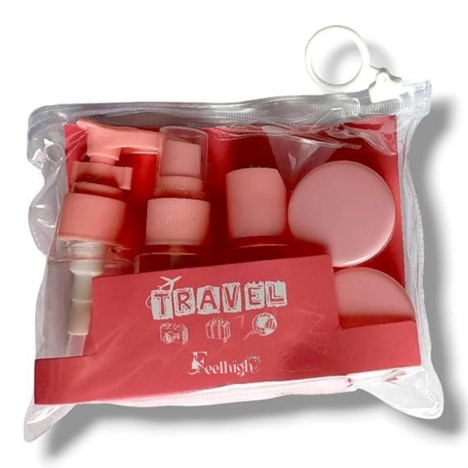 FEELHIGH Travel Bottles for Toiletries 6pcs Travelling Accessories and Essentials Kit Set for Shampoo, Cosmetics, and More Refillable Empty Mini Containers with Pouch (Pink)-image-37
