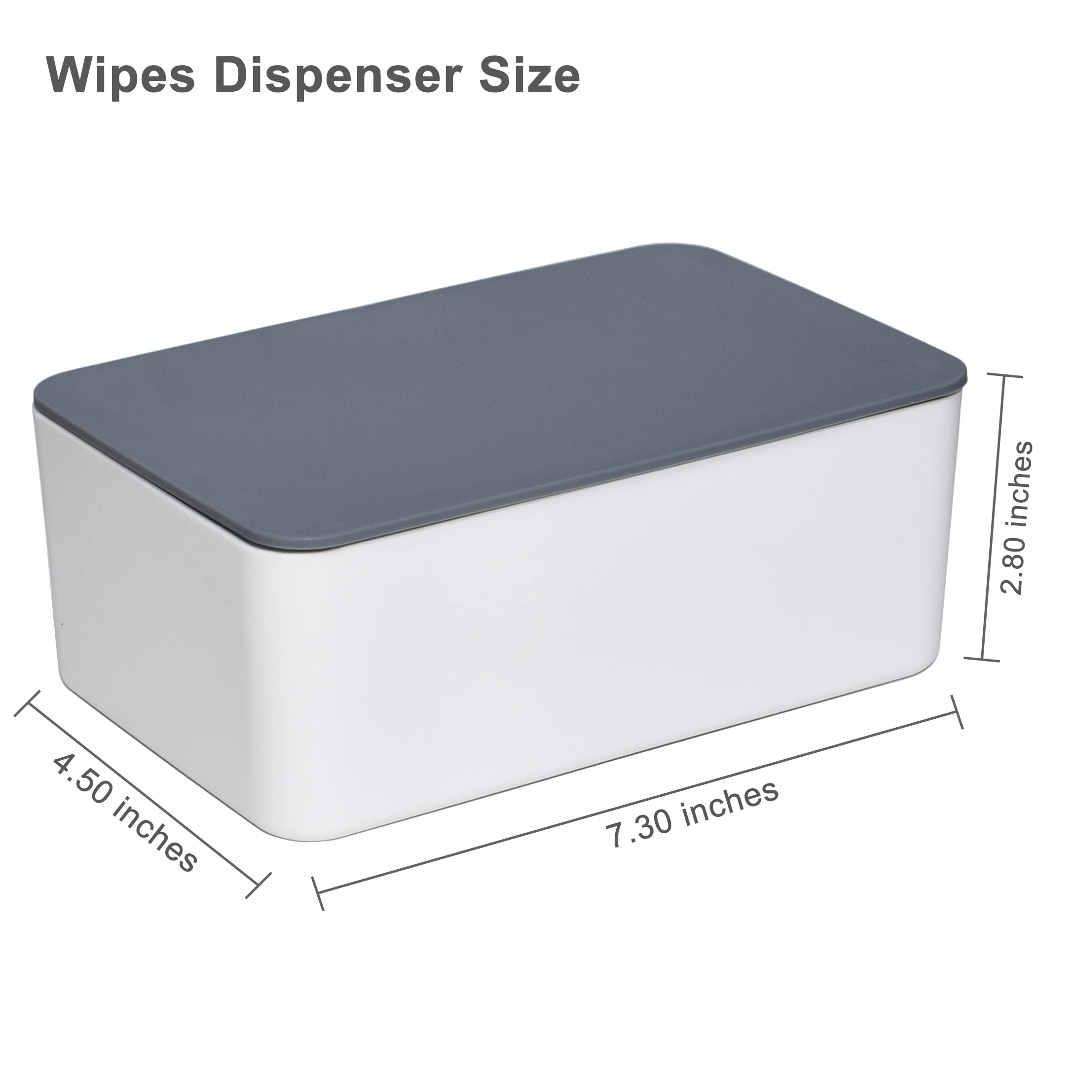 Dispensador de toallitas para pañales, caja de almacenamiento de pañales, soporte dispensador de toallitas húmedas con tapa para el hogar, oficina, coches (gris-blanco)