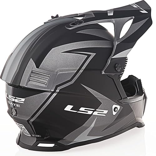 Miniatura 5 de LS2 Gate TwoFace - Casco de motocicleta todoterreno para adultos, color gris matenegro, talla 2XL