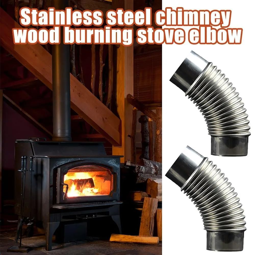 SAGGION 2 Codos De 45° Para Tubos De Chimenea – Acero Inoxidable, Diámetro 100 Mm, Resistente A Altas Temperaturas – Ideal Para Estufas, Barbacoas Y Calentadores