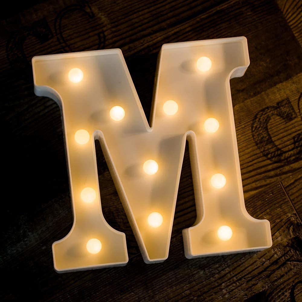 DCOR DREAMS LED Marquee Letter Light – Alphabet M Warm White Light Up Sign for Birthday, Wedding, Christmas, Party, Home, Bar Decoration – Battery Powered, Freestanding or Wall Mounted – Pack of 1-image-45