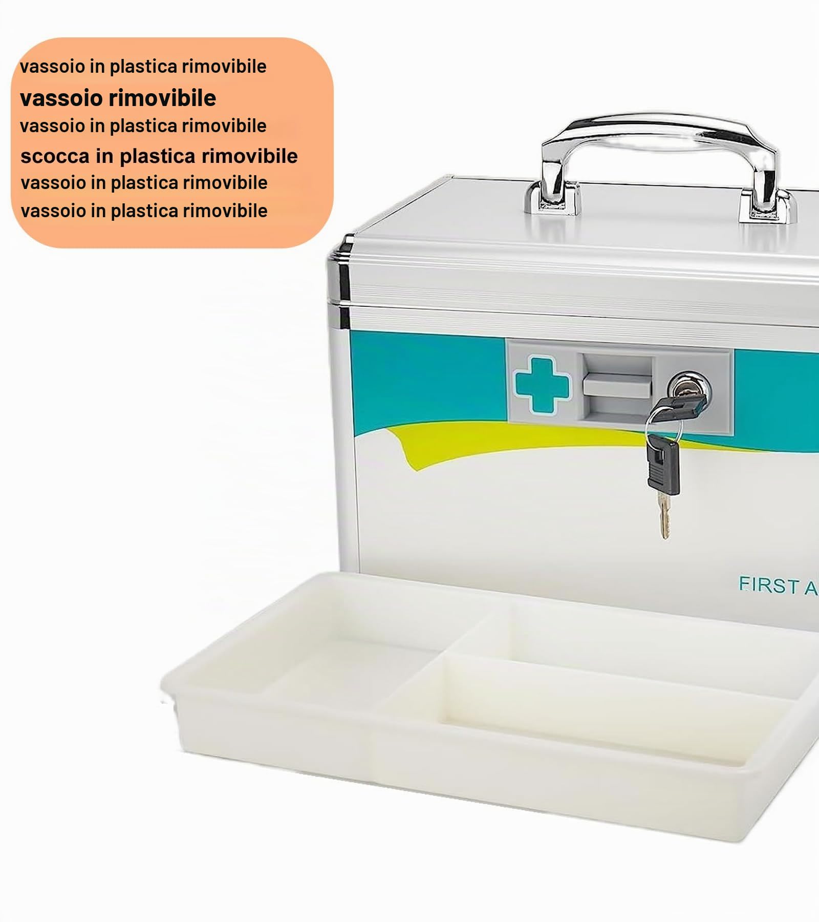 TUKA-i-AKUT 2X 17L Cassetta per Medicinali con Serratura e Maniglia Tracolla, Sicura per Bambini, Portatile Scatola Pronto Soccorso, Armadietti Farmacia Medica Lega Alluminio, 36x22x22cm, TKD6400-L