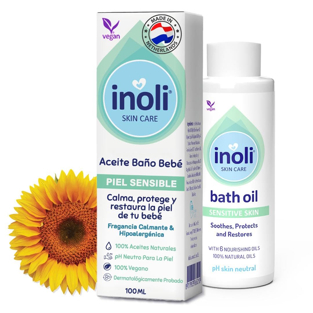 Aceite de Baño para Bebés | pH Neutro para la Piel | Aceite de Baño con 6 Aceites Naturales | Soja, Girasol, Macadamia, Camelina, Aceite Vegetal & Vitamina E | 100 ml