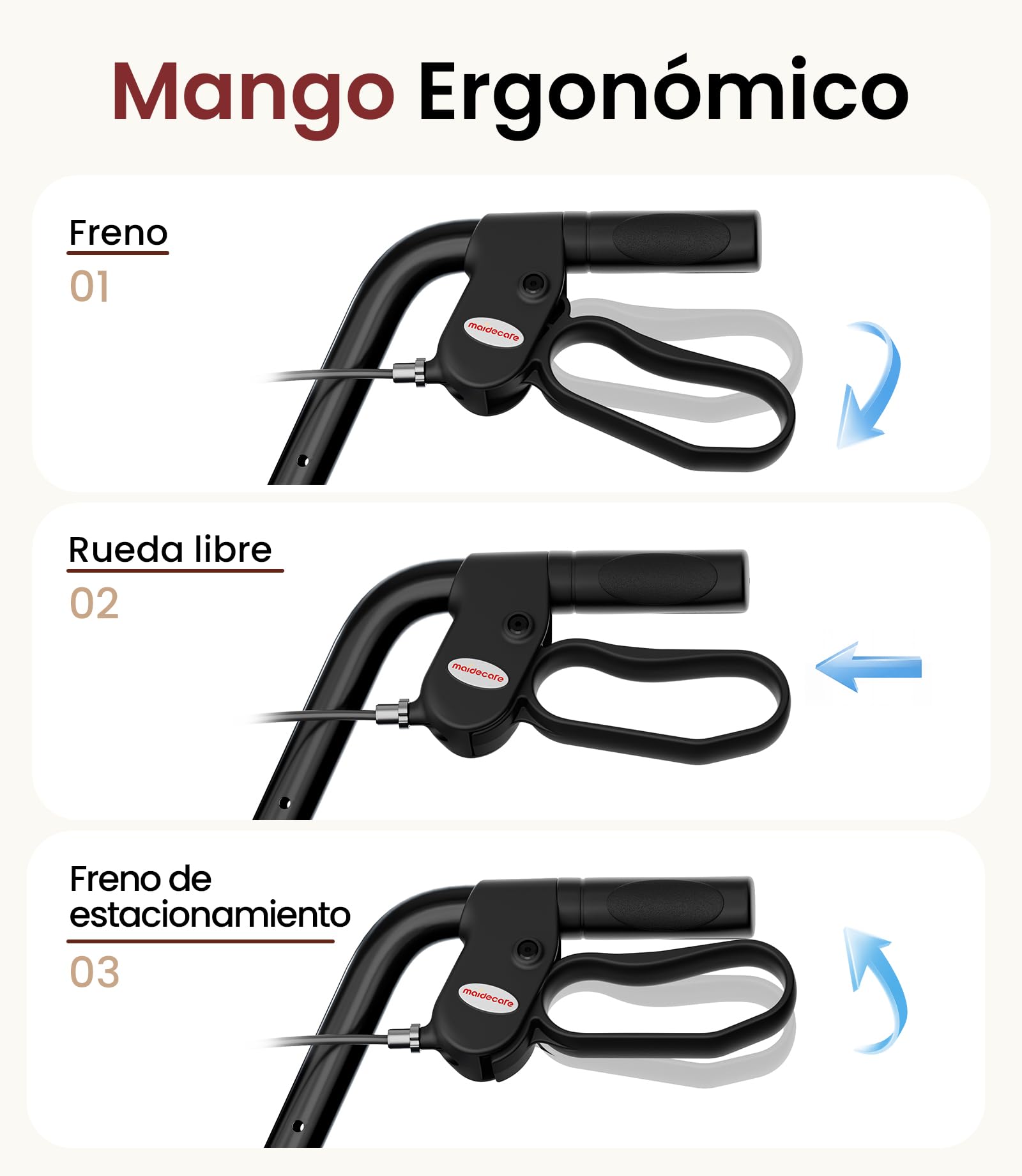 Andador para Ancianos con Asiento Plegable, Manillar y Asiento Regulables en Altura, Caminadores para Mayores, Ayuda para Caminar Ligera con Freno, Ruedas 8" Todoterreno, Rojo Oscuro