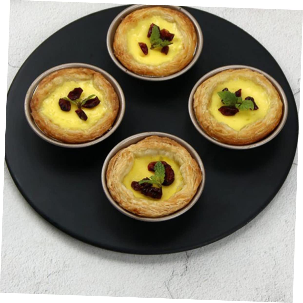 BESTonZON 12piezas Moldes De Tartas Redondas De Acero Carbono Moldes Para Hornear Mini Tartas y Puddings Fácil Desmoldeo y Limpieza y Muffins