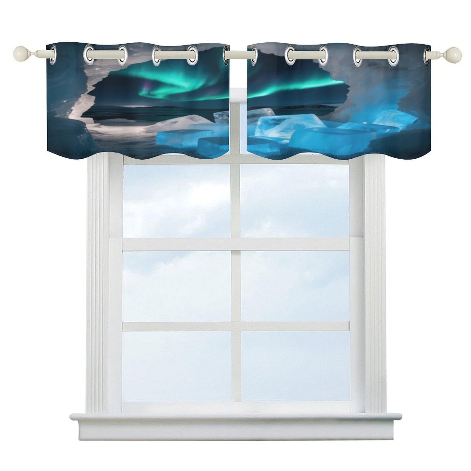 Fekiloot Style Ice Caves And Aurora Short Curtains Valance Curtain