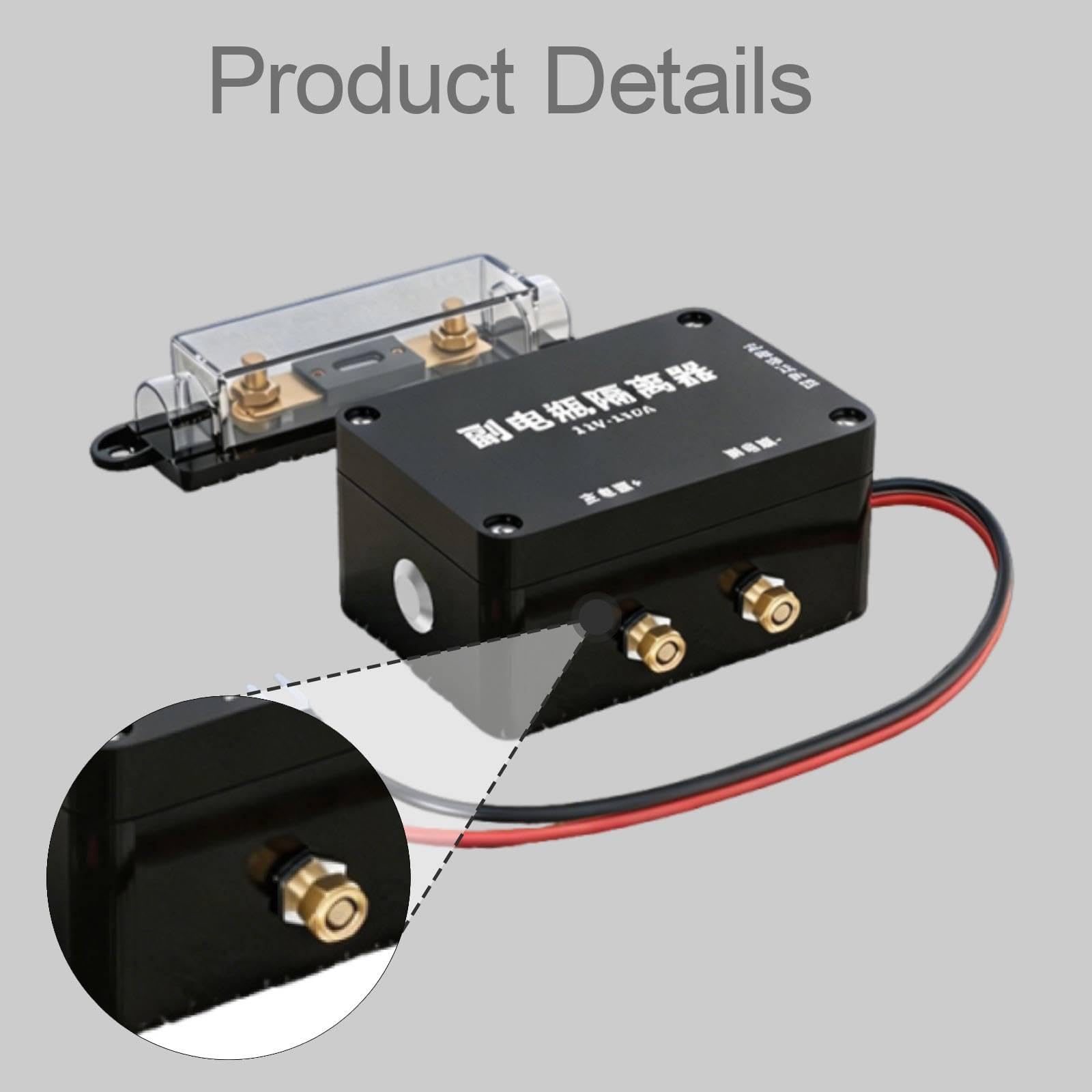 Aislador de Batería Doble de 12 V. Compatible con Sistemas de 12 V. Cableado Sencillo. Incluye Fusible.